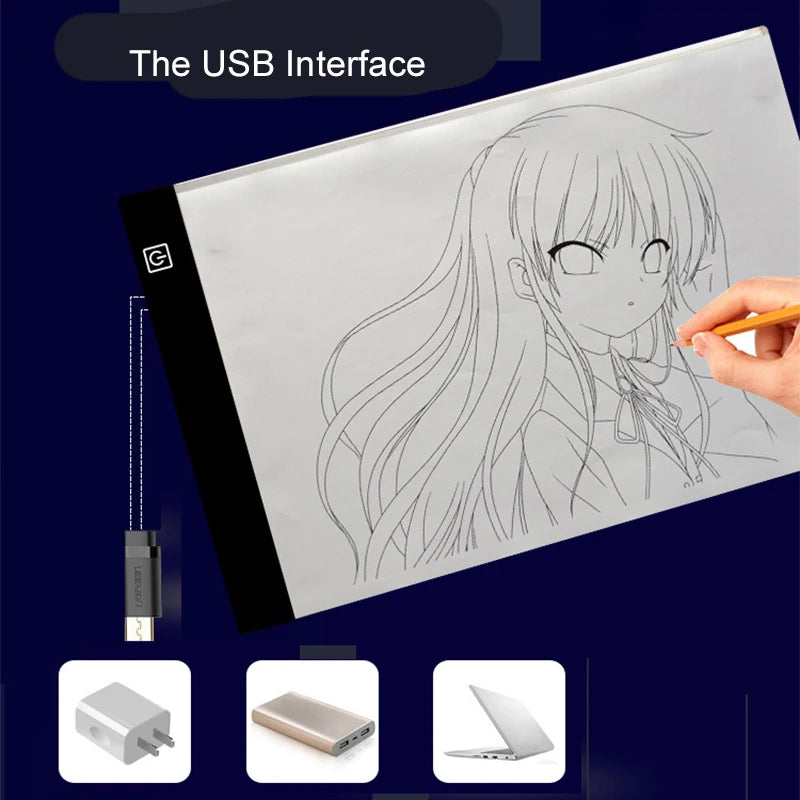 Prancheta de Desenho LED – 3 Níveis de Brilho, Ajustável para Cópia e Pintura, Brinquedo Educativo e Presente Infantil